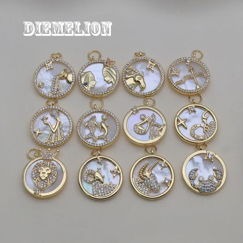 12 Constellation Amulet Pendant Necklace Trendy Gold Color Natural MOP Shell Round Zirconia Charm for Women Girl Fashion Jewelry
12 Constellation Amulet Pendant Necklace Trendy Gold Color Natural MOP Shell Round Zirconia Charm for Women Girl Fashion Jewelry