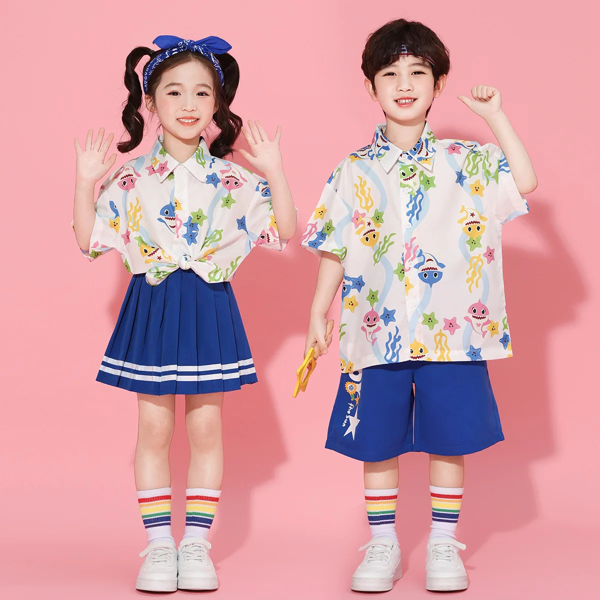 Children's Cheerleading Uniforms Boys and Girls Little Fresh Flower Shirt Set Summer Kindergarten Performance Class Uniforms
Children's Cheerleading Uniforms Boys and Girls Little Fresh Flower Shirt Set Summer Kindergarten Performance Class Uniforms