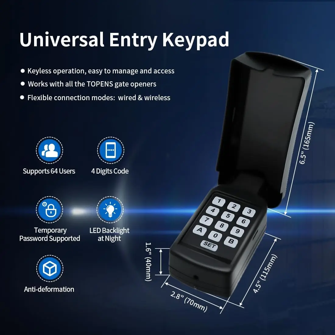 TC188 Universal Wireless Wired Keypad Keyless Entry Keypad Waterproof Digital Code Panel Security Control for Automatic Gate 
TC188 Universal Wireless Wired Keypad Keyless Entry Keypad Waterproof Digital Code Panel Security Control for Automatic Gate