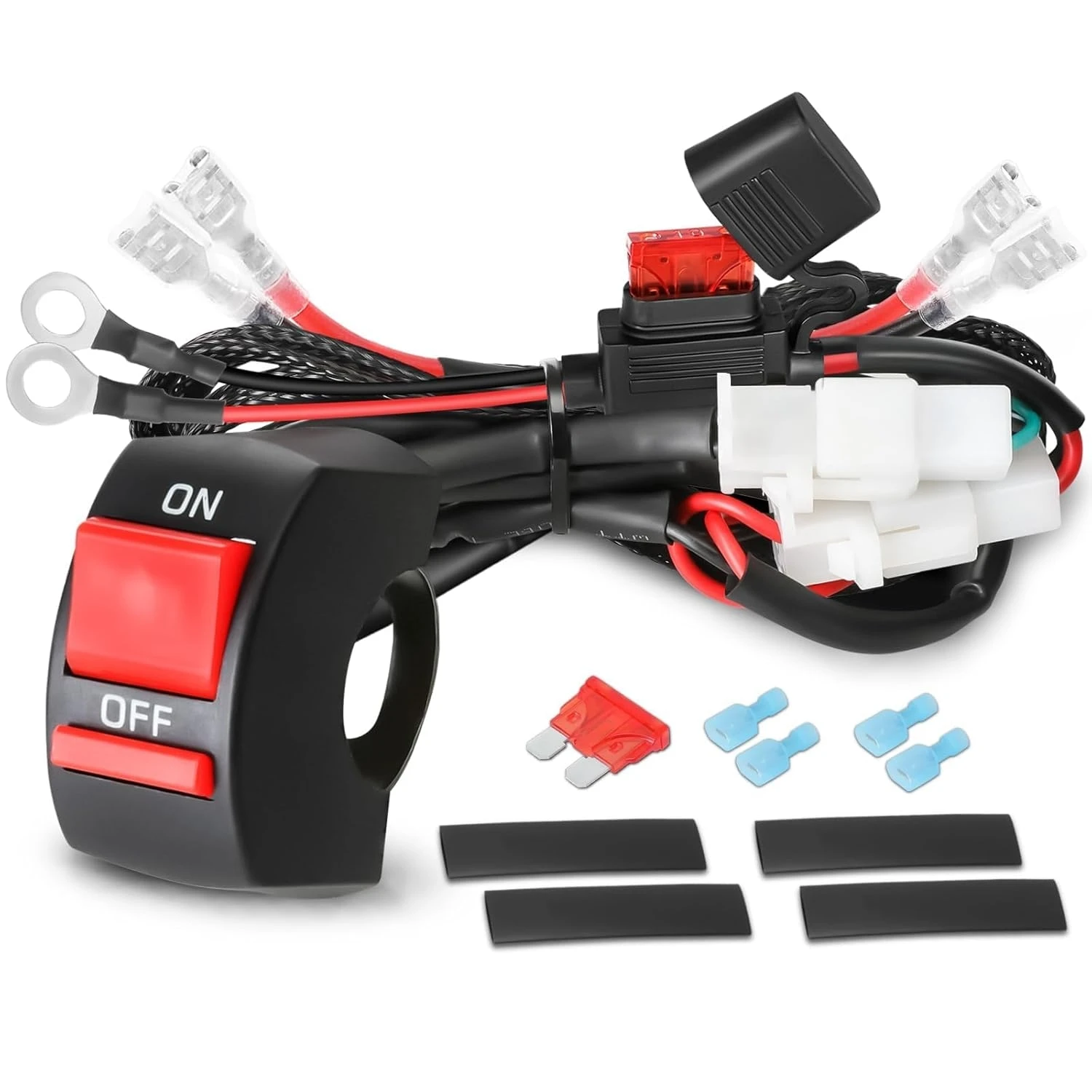 4.8FT/58IN LED Light Bar Wiring Harness Kit w/Motorcycle Handlebar Switch 7-8'' 2 Leads Harness for Headlight Driving Fog Lights
4.8FT/58IN LED Light Bar Wiring Harness Kit w/Motorcycle Handlebar Switch 7-8'' 2 Leads Harness for Headlight Driving Fog Lights