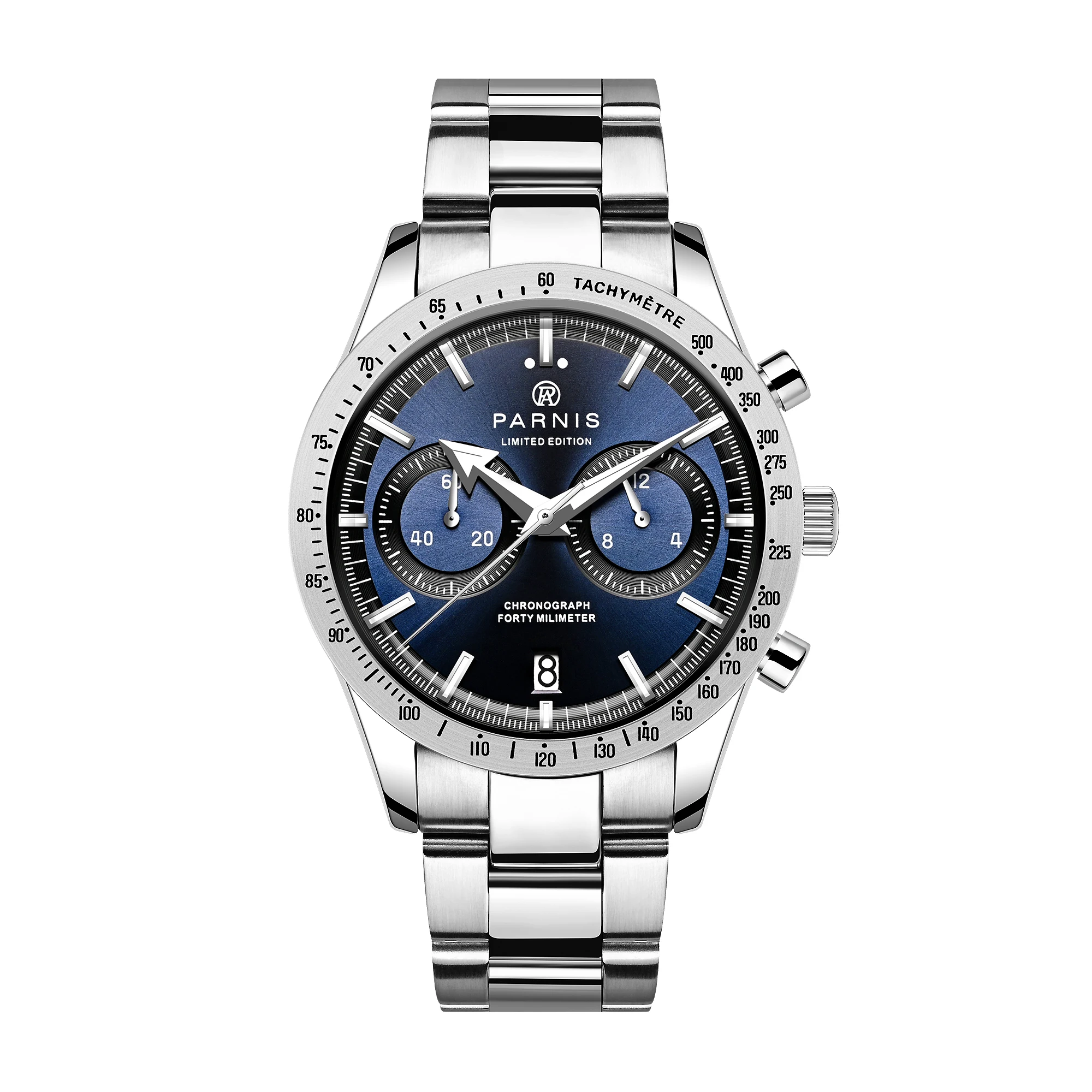 2024 Luxury Parnis 40mm Blue Dial Quartz Chronograph Men's Watch Stainless Steel Strap Men Waterproof Watches reloj hombre Clock
2024 Luxury Parnis 40mm Blue Dial Quartz Chronograph Men's Watch Stainless Steel Strap Men Waterproof Watches reloj hombre Clock