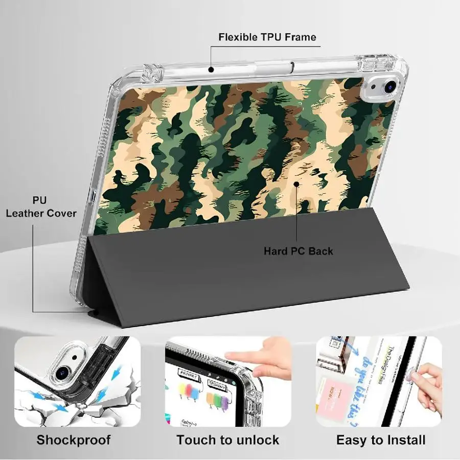 Camouflage Cool Holder Cover Tablet Case For iPad Pro 2025 11th 10th 9th 8th 7th 12.9inch Air 4 5 M3 M2 M4 11inch Mini 6 7
Camouflage Cool Holder Cover Tablet Case For iPad Pro 2025 11th 10th 9th 8th 7th 12.9inch Air 4 5 M3 M2 M4 11inch Mini 6 7