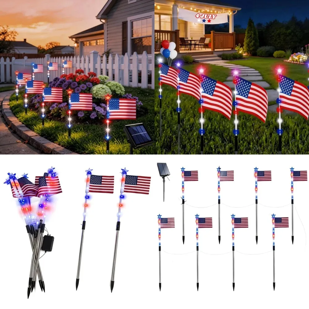 8Pcs/set Solar American Flag Lights Outdoor Waterproof LED Five Pointed Star Pathway Lamps For Independence Day Garden Decor
8Pcs/set Solar American Flag Lights Outdoor Waterproof LED Five Pointed Star Pathway Lamps For Independence Day Garden Decor