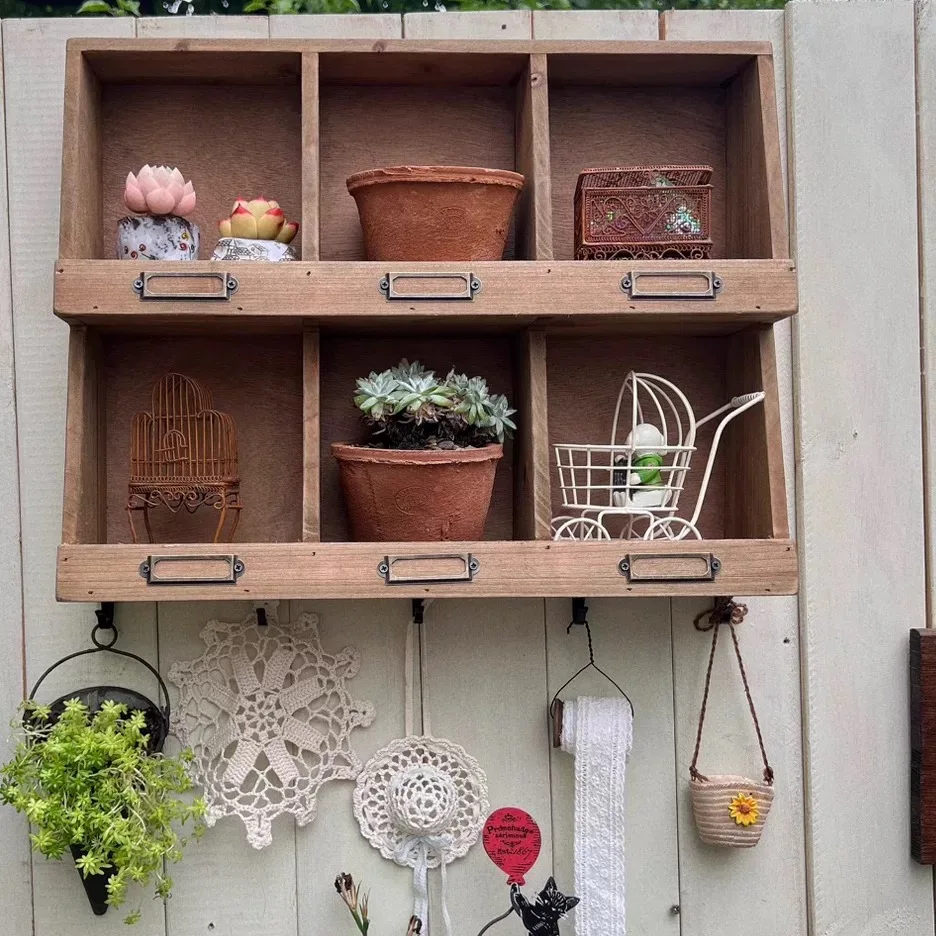 Rustic Wooden Wall Display Shelf, 6 Compartments with Hooks, Vintage Style Storage Rack,Decorative Organizer for Collectibles
Rustic Wooden Wall Display Shelf, 6 Compartments with Hooks, Vintage Style Storage Rack,Decorative Organizer for Collectibles
