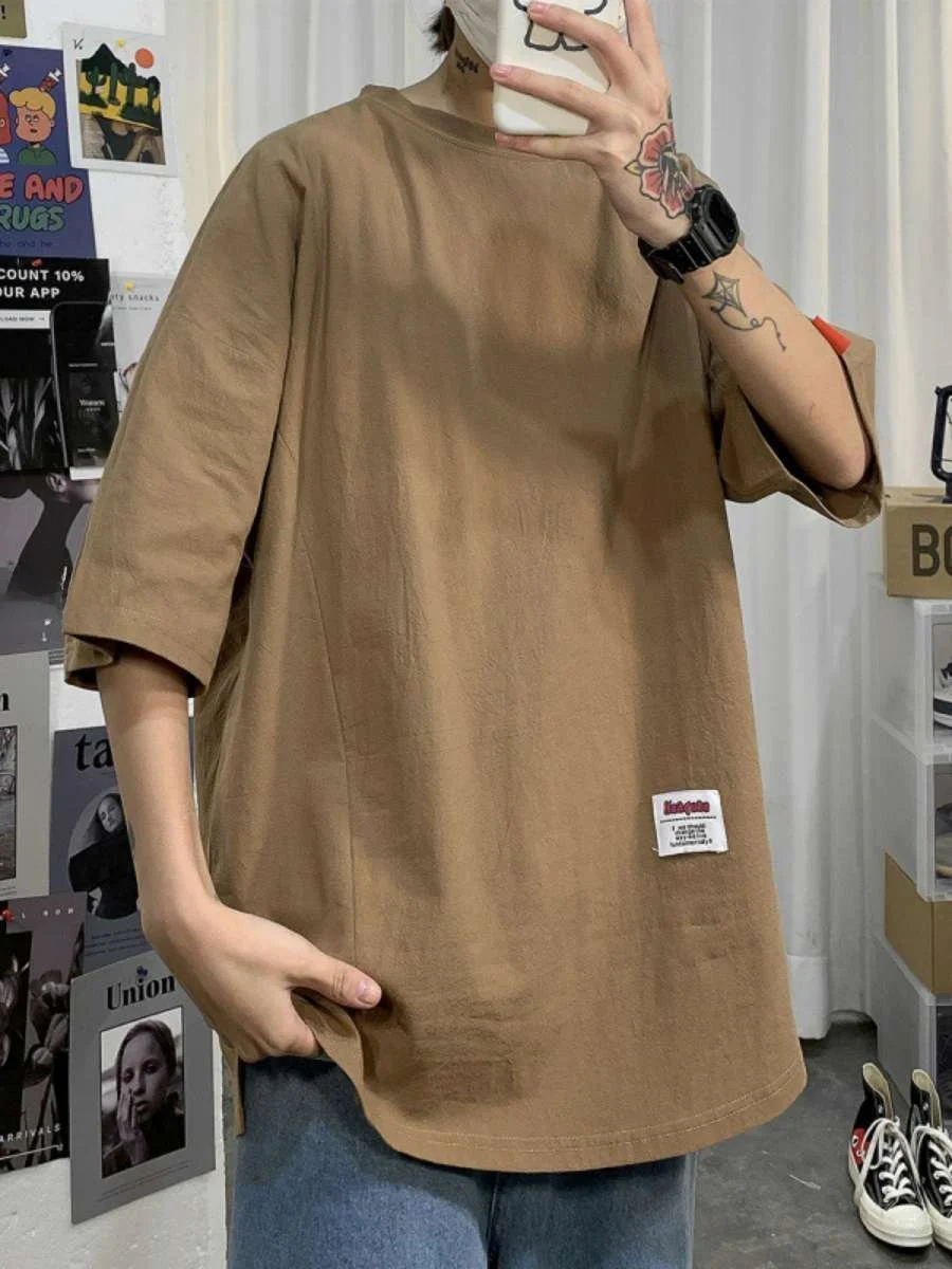 New Men's Casual ort Sve T-irt Cotton Linen round Ne Overhead Japanese Sle Pure Color Simple Design Spring
New Men's Casual ort Sve T-irt Cotton Linen round Ne Overhead Japanese Sle Pure Color Simple Design Spring