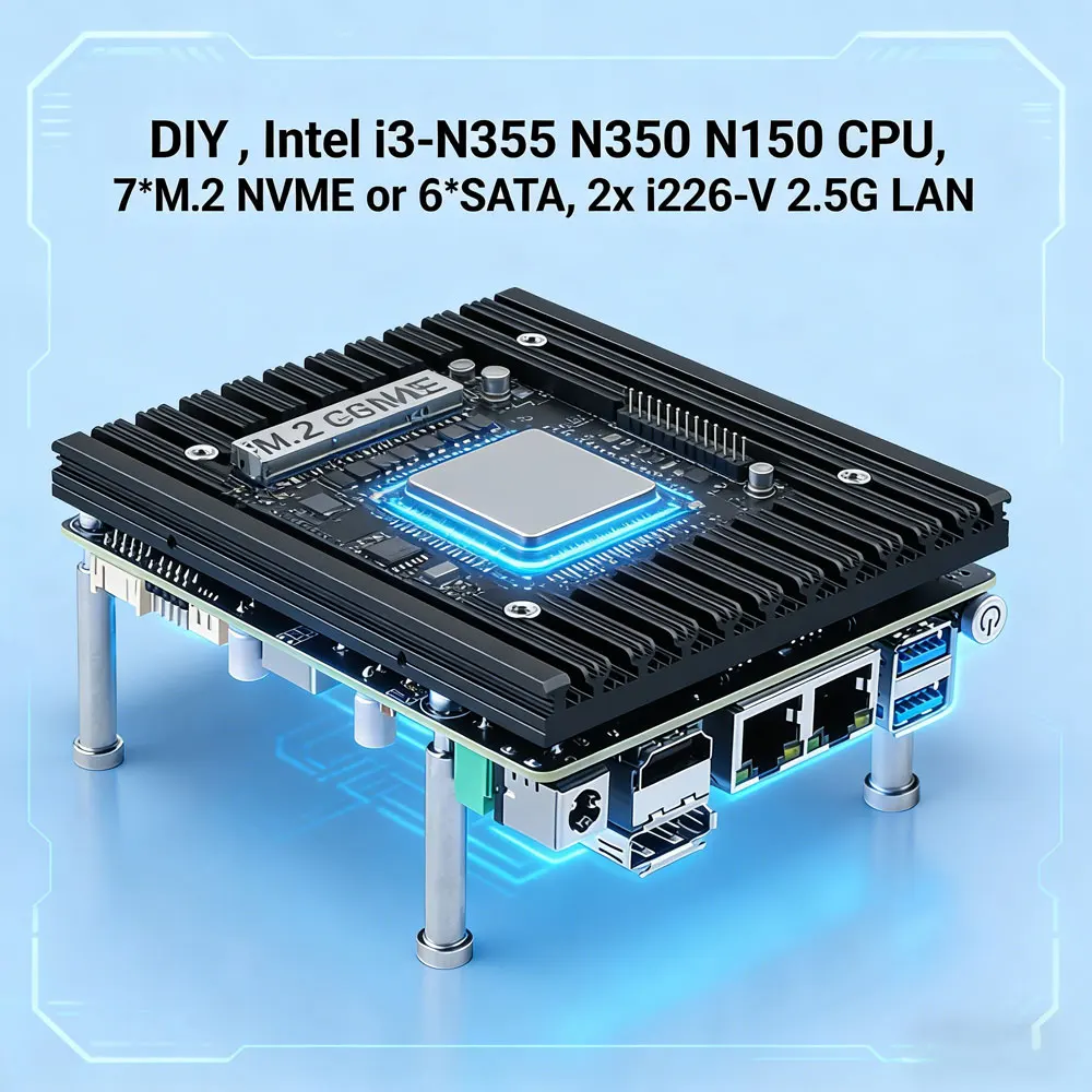 6-слотовая материнская плата для NAS/firewall на базе Intel i3-N355/N150 с 2* LAN и 7*M.2 NVME или 6*SATA, поддержка PFSENSE Router/AES-NI/OPNsense
6-слотовая материнская плата для NAS/firewall на базе Intel i3-N355/N150 с 2* LAN и 7*M.2 NVME или 6*SATA, поддержка PFSENSE Router/AES-NI/OPNsense