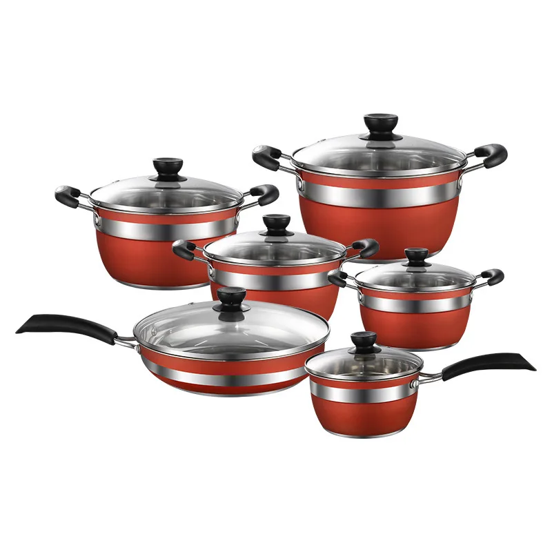Cross-border explosive stainless steel 12-piece pot set, foreign trade supply double bottom soup pot milk pan frying pan combina
Cross-border explosive stainless steel 12-piece pot set, foreign trade supply double bottom soup pot milk pan frying pan combina