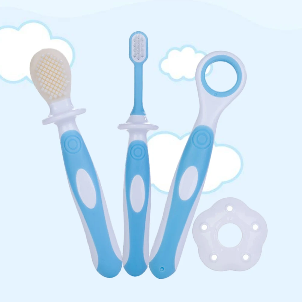 Baby Toothbrush Silicone Oral Care Kit Blue Infant Training Brush Soft Bristles Tongue Cleaner Baby Teeth Brush for Kids
Baby Toothbrush Silicone Oral Care Kit Blue Infant Training Brush Soft Bristles Tongue Cleaner Baby Teeth Brush for Kids