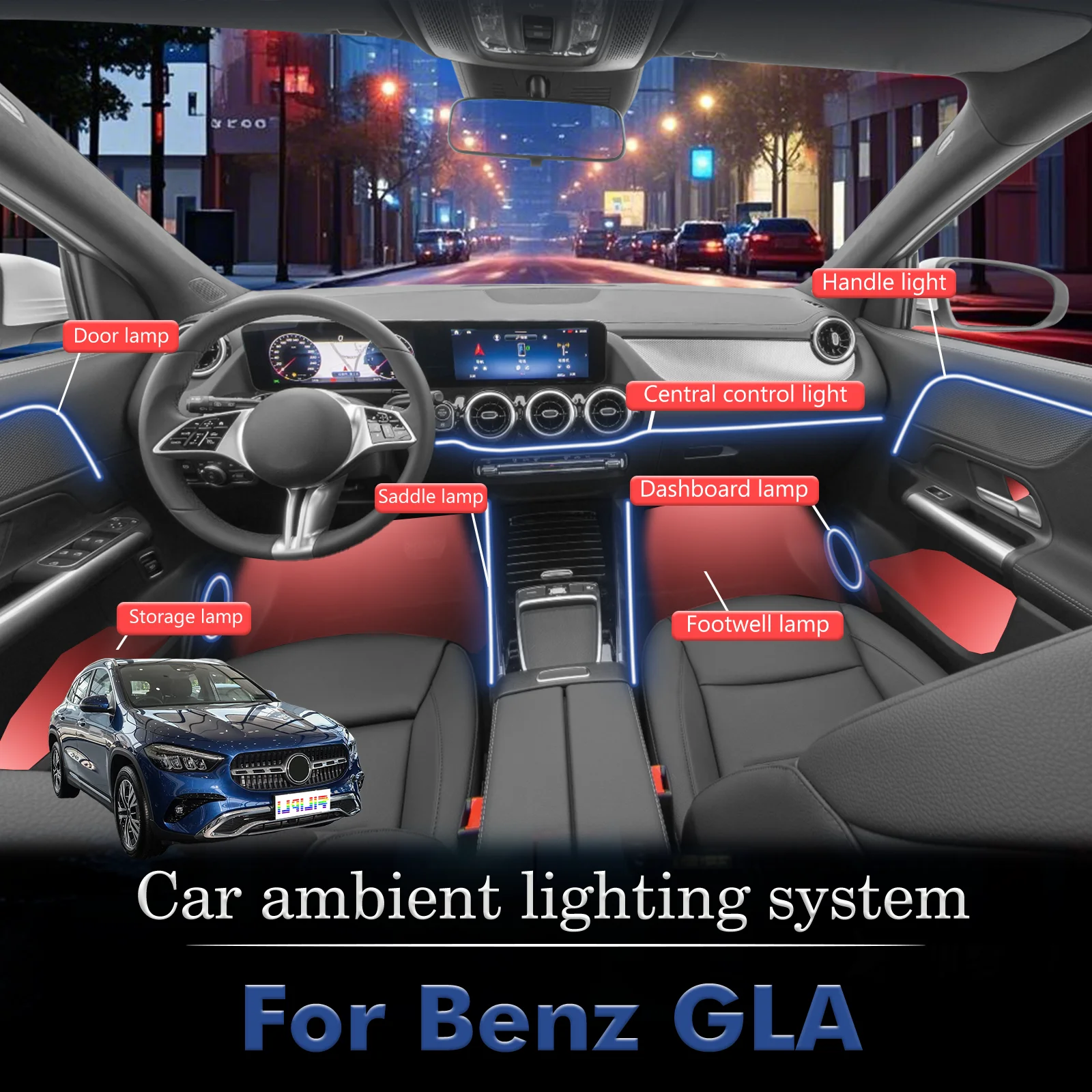 For Benz GLA Car Interior Mood Ambient Light RGB 64-Color LED Smart Remote Control Atmosphere Lamp Energy Saving Kit
For Benz GLA Car Interior Mood Ambient Light RGB 64-Color LED Smart Remote Control Atmosphere Lamp Energy Saving Kit