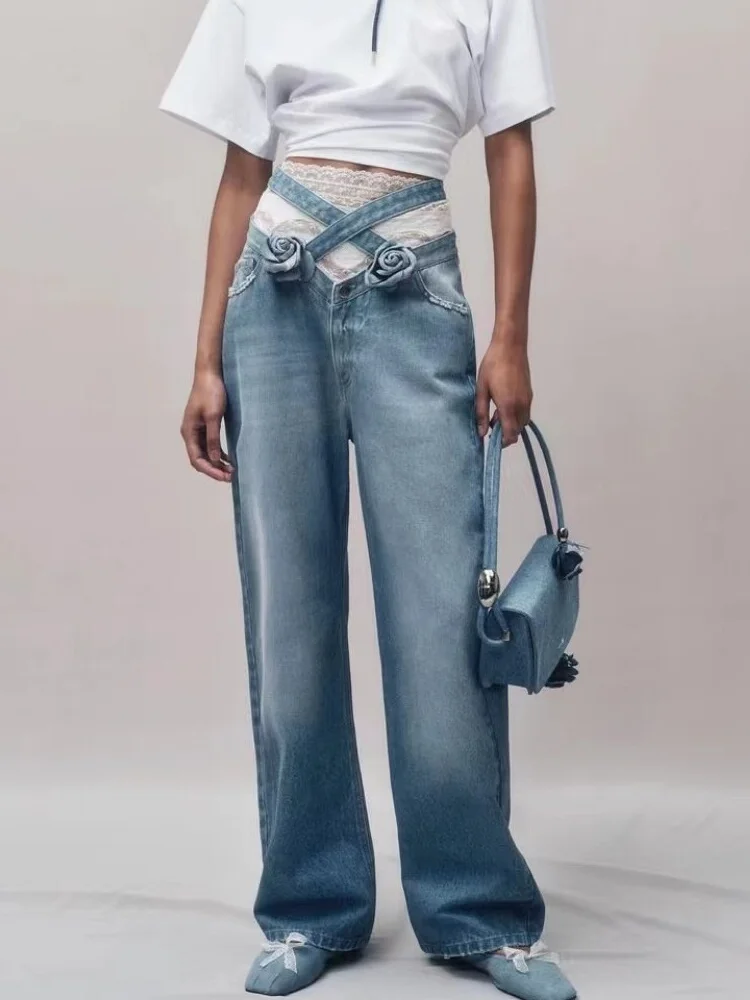 Cool Sweet Spicy 3D Flower Waist Decor Cross Hollow out Slimming Loose Jeans Straight Leg Pants Wide Leg Long Pants
Cool Sweet Spicy 3D Flower Waist Decor Cross Hollow out Slimming Loose Jeans Straight Leg Pants Wide Leg Long Pants