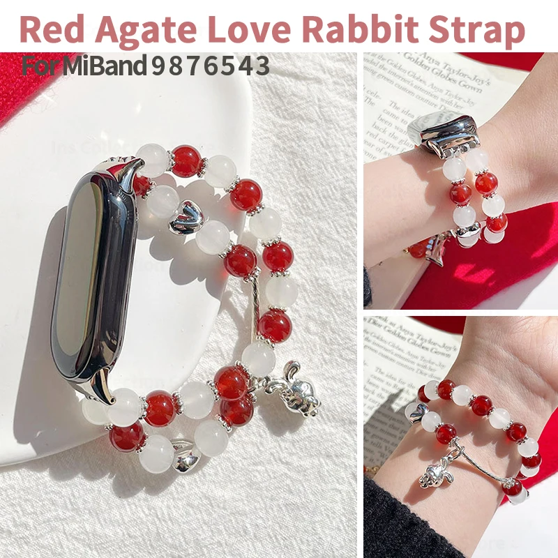 Red Agate Beads Wristband for Xiaomi Mi Band 6 5 4 3 Love Rabbit Bracelet for Mi Band 7 8 9 NFC Women Dressy Jewelry Watch Strap
Red Agate Beads Wristband for Xiaomi Mi Band 6 5 4 3 Love Rabbit Bracelet for Mi Band 7 8 9 NFC Women Dressy Jewelry Watch Strap