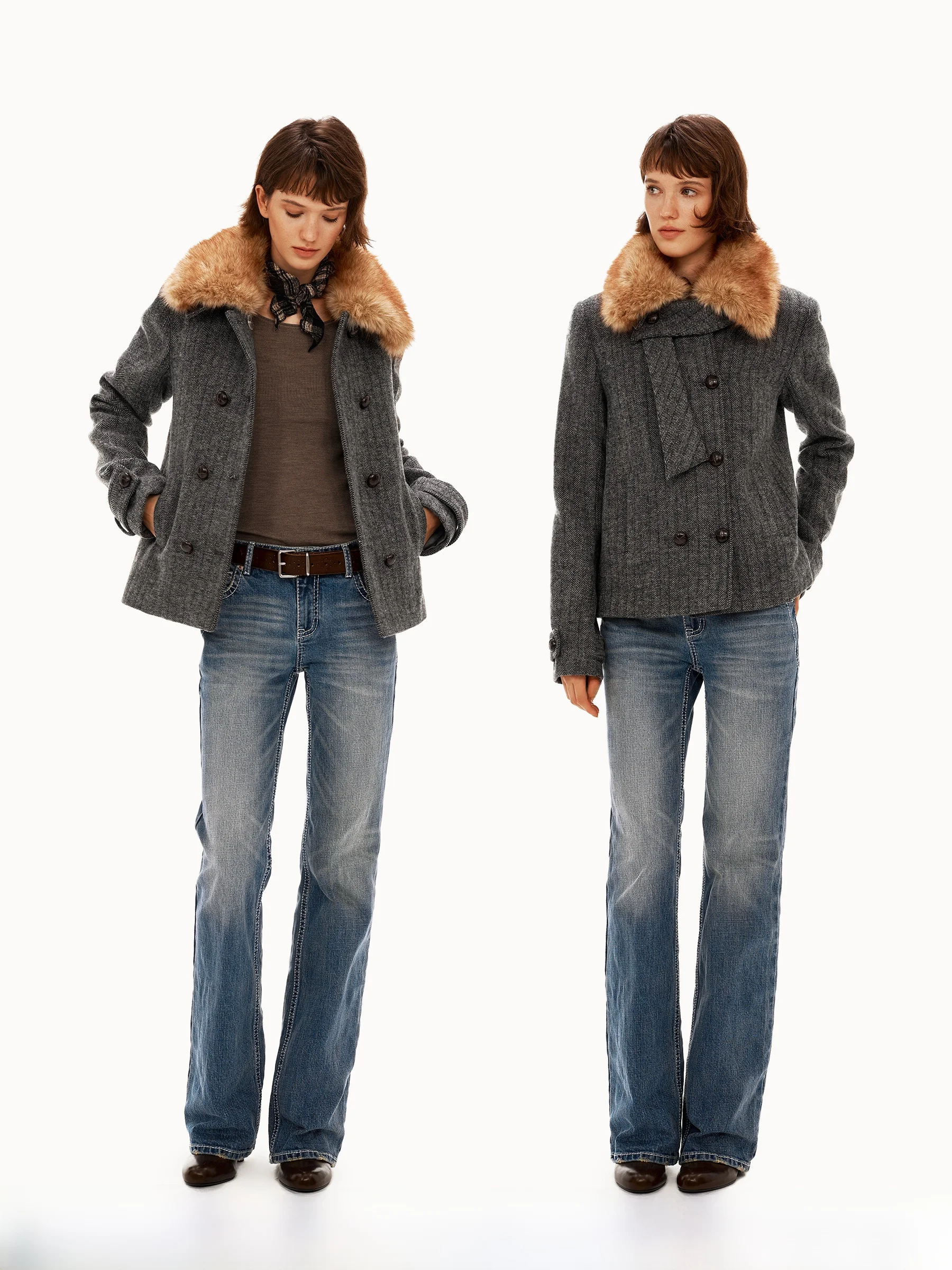 Пальто Puki 50 из классического шерстяного твида с меховым воротником до плеч, на двойной пуговице, короткое, повседневное, женская модная верхняя одежда
Пальто Puki 50 из классического шерстяного твида с меховым воротником до плеч, на двойной пуговице, короткое, повседневное, женская модная верхняя одежда