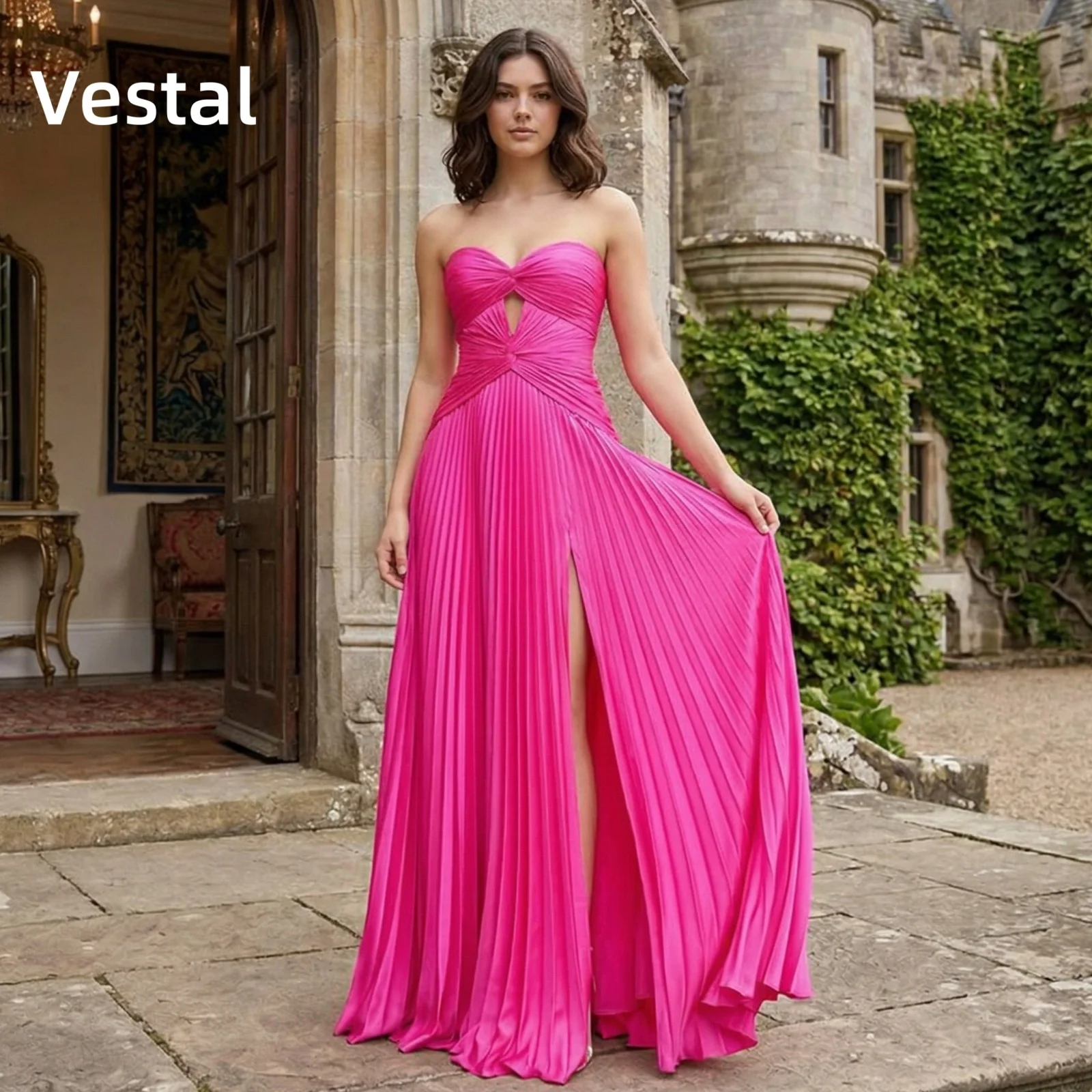 Strapless Hot Pink Pleated Prom Gown with Keyhole Cutout Flowy Chiffon Evening Dress Customized
Strapless Hot Pink Pleated Prom Gown with Keyhole Cutout Flowy Chiffon Evening Dress Customized