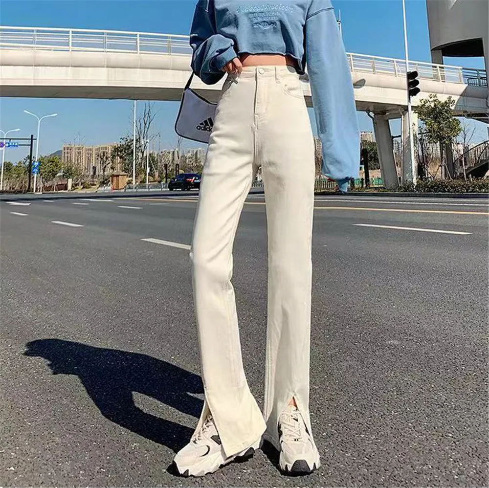 White Autumn Women High Waist Slit Flare Jeans Women Design Fashion Solid Boot Cut Denim Trousers Female Skinny Sexy Denim Pants
White Autumn Women High Waist Slit Flare Jeans Women Design Fashion Solid Boot Cut Denim Trousers Female Skinny Sexy Denim Pants