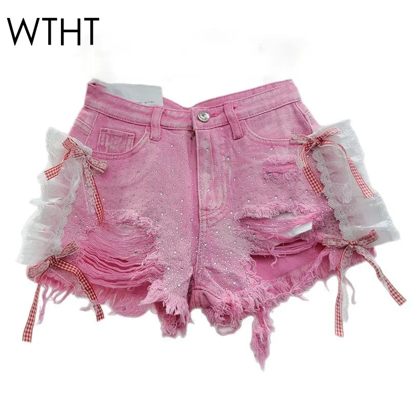 WTHT Fashion Women's Heavy Industry Diamonds Spliced Lace Bows Hole Denim Shorts 2025 Summer Wide Leg Hot Pants Female 1LS1368
WTHT Fashion Women's Heavy Industry Diamonds Spliced Lace Bows Hole Denim Shorts 2025 Summer Wide Leg Hot Pants Female 1LS1368