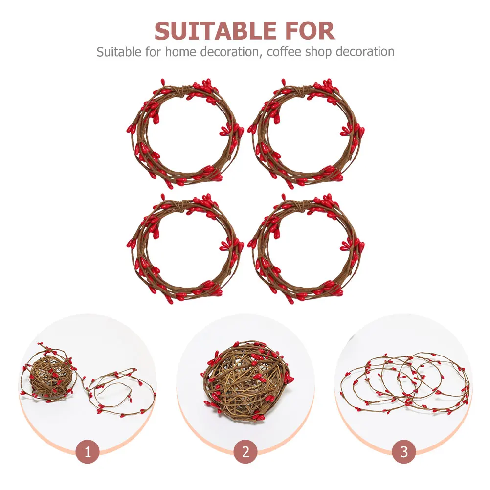 4 Pcs Christmas Decoration Wreath Fake Red Berry Artificial Rattan for Crafts DIY
4 Pcs Christmas Decoration Wreath Fake Red Berry Artificial Rattan for Crafts DIY