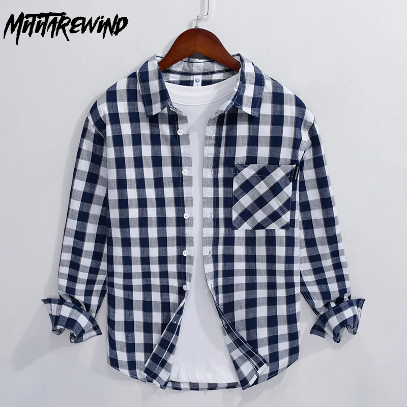 Harajuku Fashion Plaid Shirts for Men Daily Causal New Long Sleeve Shirt Pocket Pure Cotton Loose Tops Spring Fall Men Clothing
Harajuku Fashion Plaid Shirts for Men Daily Causal New Long Sleeve Shirt Pocket Pure Cotton Loose Tops Spring Fall Men Clothing