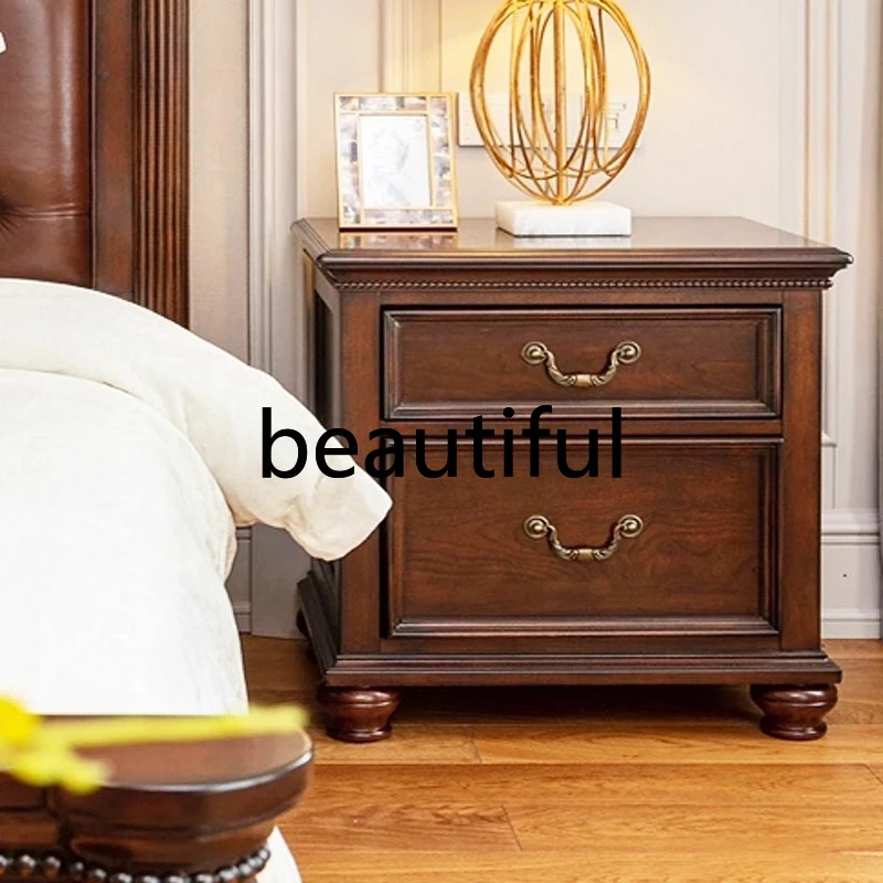 North American classic American country all solid wood old cherry color double draw bedside table villa bedside table
North American classic American country all solid wood old cherry color double draw bedside table villa bedside table