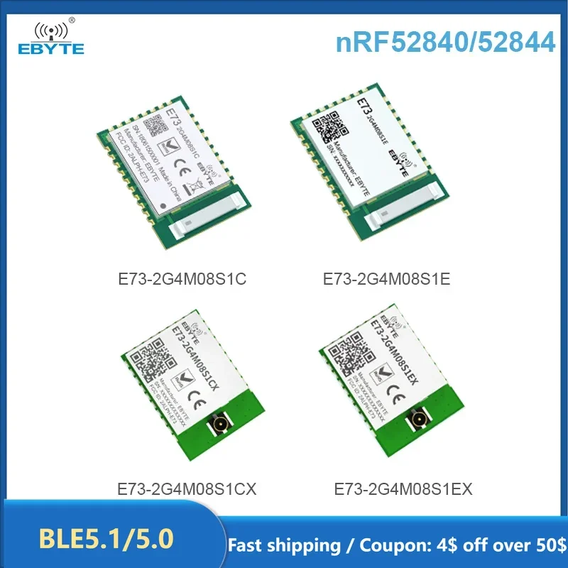 nRF52840/nRF52833 BLE5.1/5.0 Wireless Module EBYTE E73 Series BLE Mesh Low Power Consumption Small Size SMD BLE Module
nRF52840/nRF52833 BLE5.1/5.0 Wireless Module EBYTE E73 Series BLE Mesh Low Power Consumption Small Size SMD BLE Module