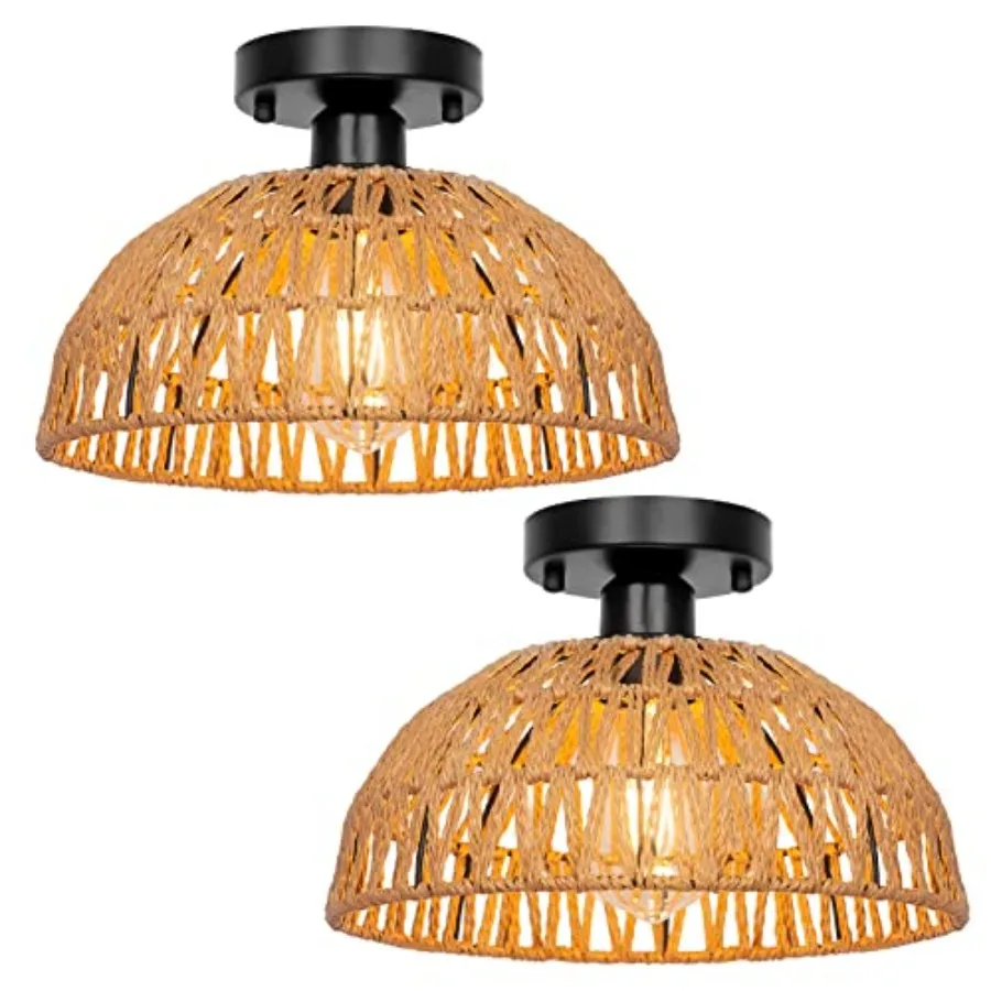 12.2" Rattan Fixtures 2 Packs, Rustic Woven Basket Flush Mount, Handmade Wicker Ceiling Lamp, Rattan Chandelier For Kitchen Isl
12.2" Rattan Fixtures 2 Packs, Rustic Woven Basket Flush Mount, Handmade Wicker Ceiling Lamp, Rattan Chandelier For Kitchen Isl
