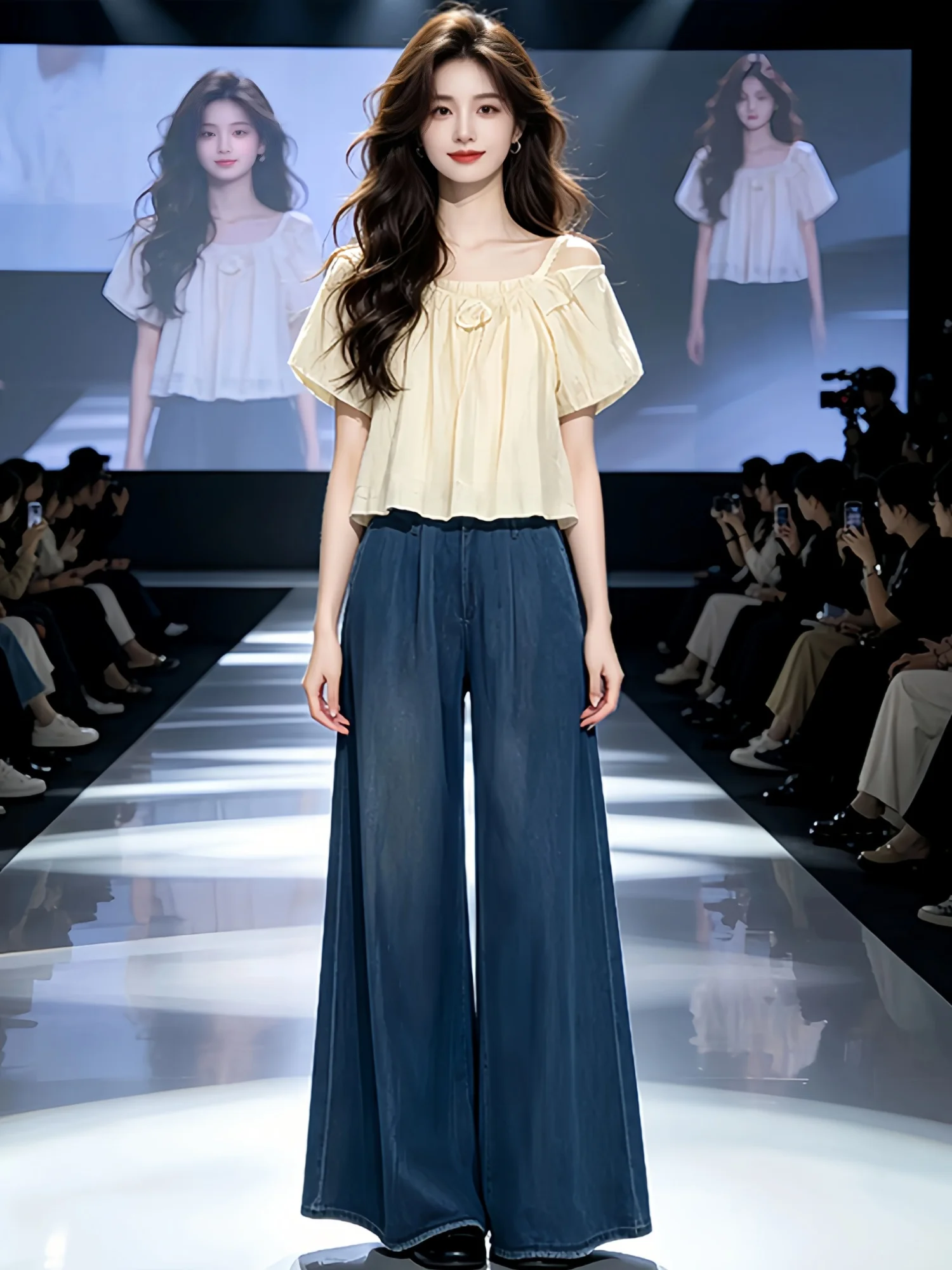 Summer New Women's Fashion Bubble Sleeve Chiffon Shirt Wide Leg Jeans Two-Piece Set Casual Style Breathable Comfortable
Summer New Women's Fashion Bubble Sleeve Chiffon Shirt Wide Leg Jeans Two-Piece Set Casual Style Breathable Comfortable