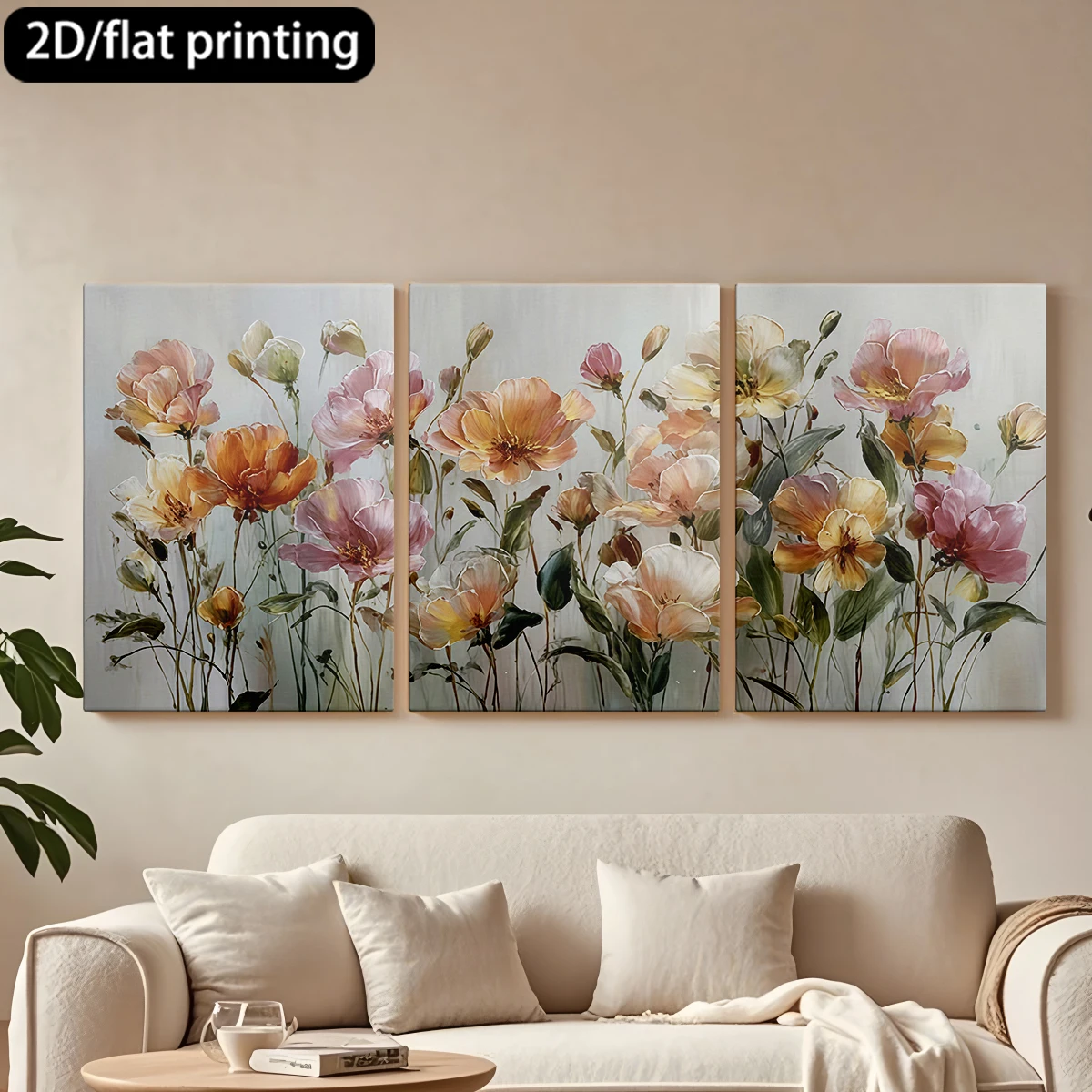 Three-panel decorative canvas paintingFloral canvas painting, colorful blooms.
Three-panel decorative canvas paintingFloral canvas painting, colorful blooms.