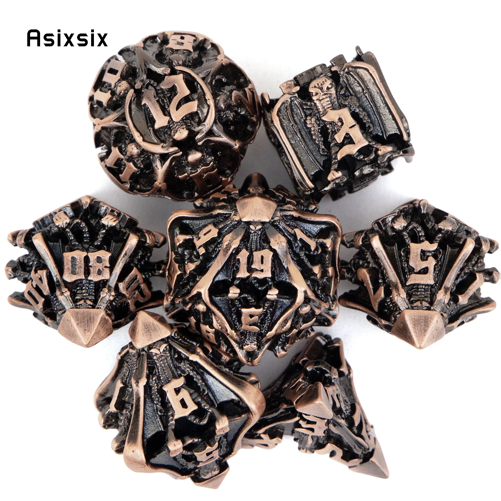 7 Pcs Copper Bat Metal Dice Solid Metal Polyhedral Dice Set Suitable for Role-Playing RPG Board Game Card Game
7 Pcs Copper Bat Metal Dice Solid Metal Polyhedral Dice Set Suitable for Role-Playing RPG Board Game Card Game