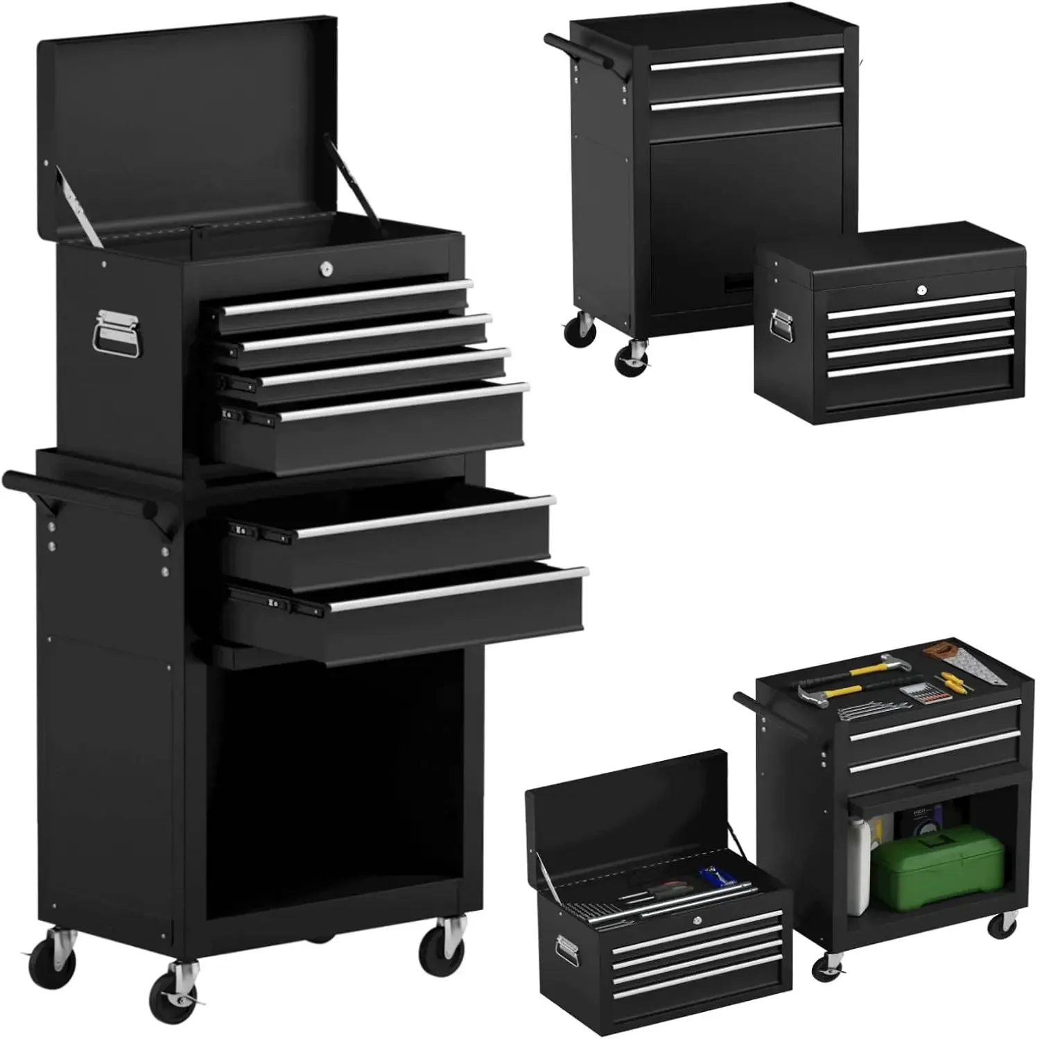 6-Drawer Rolling Tool Cabinet - Lockable 2-in-1 Organizer w/4 Wheels & Hooks for Garage"
6-Drawer Rolling Tool Cabinet - Lockable 2-in-1 Organizer w/4 Wheels & Hooks for Garage"