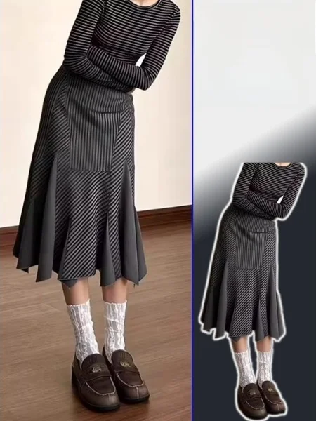 Женская вязаная юбка миди А-силуэта больших размеров с высокой талией, асимметричным подолом и полосками, для повседневной носки, весенняя коллекция
Женская вязаная юбка миди А-силуэта больших размеров с высокой талией, асимметричным подолом и полосками, для повседневной носки, весенняя коллекция