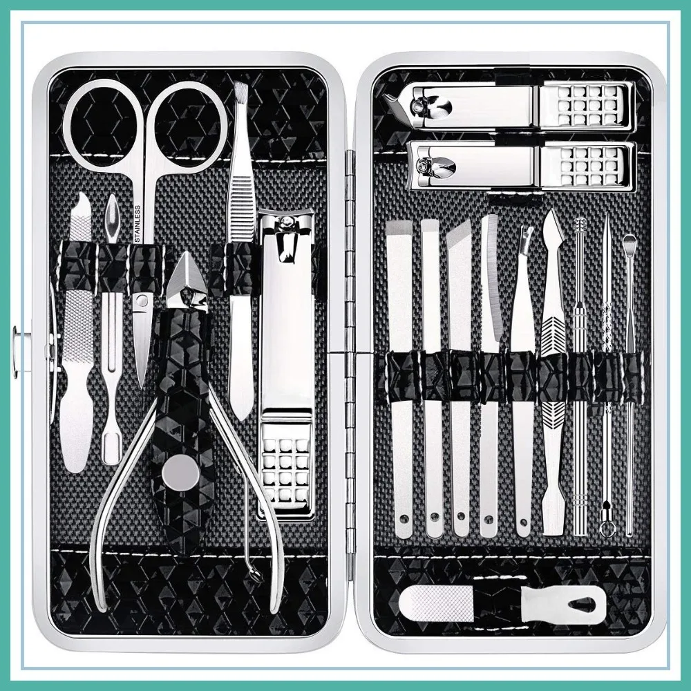 18-Piece Professional Nail Clippers Set - Stainless Steel Manicure Pedicure Kit with Leather Travel Case for Men & Women
18-Piece Professional Nail Clippers Set - Stainless Steel Manicure Pedicure Kit with Leather Travel Case for Men & Women