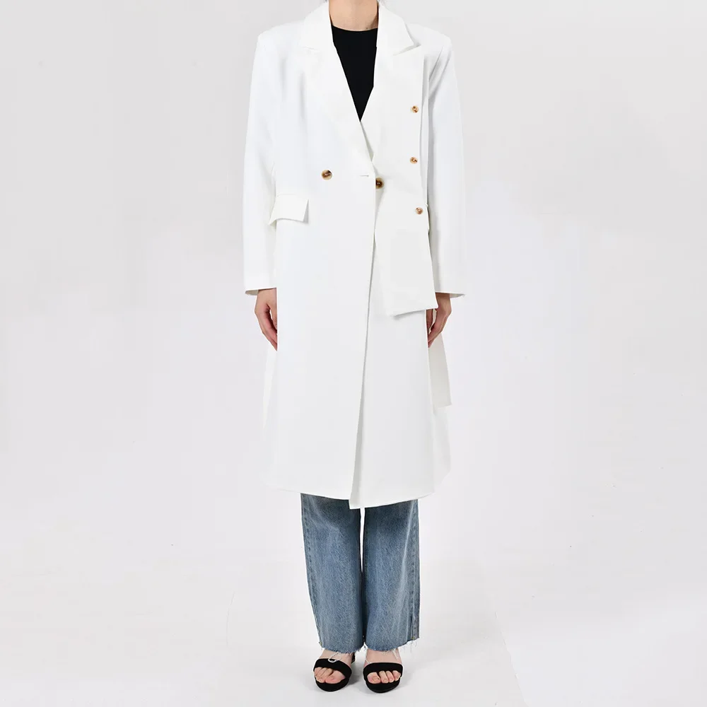 SuperAen 2023 Autumn/Winter New Irregular Strap Design White Korean Pocket Long Trench Coat
SuperAen 2023 Autumn/Winter New Irregular Strap Design White Korean Pocket Long Trench Coat