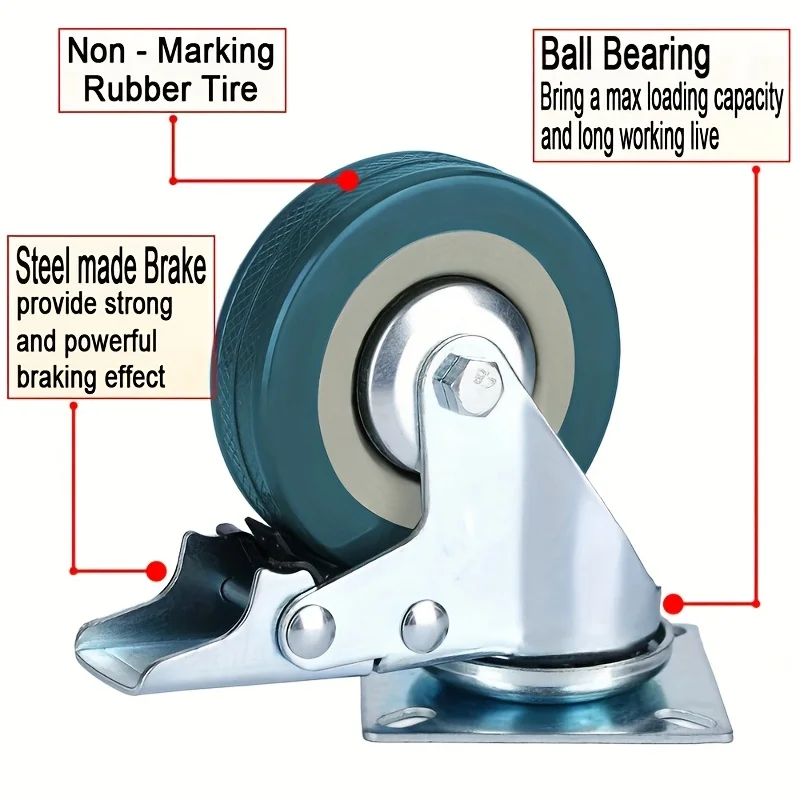 4 heavy-duty 2-inch PVC lockable brake foot wheels with 360° rotating wheels – load capacity of 120 kg/264 lbs, workbench and sh
4 heavy-duty 2-inch PVC lockable brake foot wheels with 360° rotating wheels – load capacity of 120 kg/264 lbs, workbench and sh