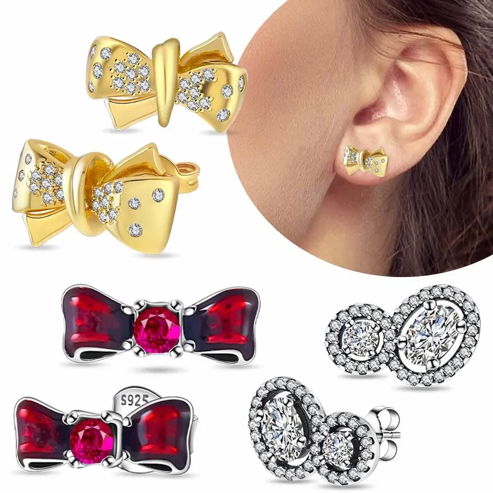 Red Bow Two Zircons Stud Earrings Gold Butterfly 925 Sterling Silver Original Certified Women Luxury Earrings Jewelry
Red Bow Two Zircons Stud Earrings Gold Butterfly 925 Sterling Silver Original Certified Women Luxury Earrings Jewelry