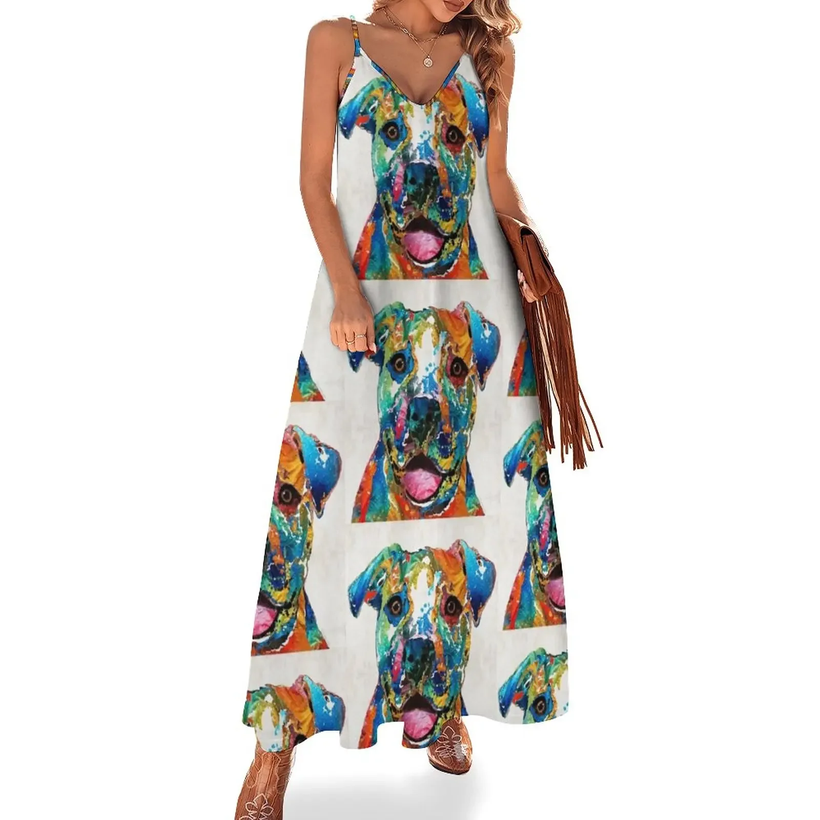 Colorful Dog Pit Bull Art - Happy - By Sharon Cummings Sleeveless Dress Dresses gala long dress women summer Dress
Colorful Dog Pit Bull Art - Happy - By Sharon Cummings Sleeveless Dress Dresses gala long dress women summer Dress