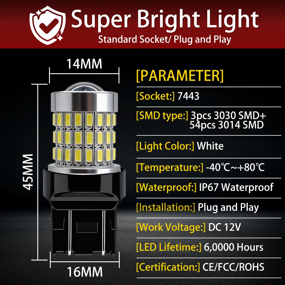 2X Canbus 7443 W21/5W T20 LED Daytime Running Light Stop Tail Lamp Bulb Turn Signals Brake Light Plug And Play 6000K White 12V
2X Canbus 7443 W21/5W T20 LED Daytime Running Light Stop Tail Lamp Bulb Turn Signals Brake Light Plug And Play 6000K White 12V