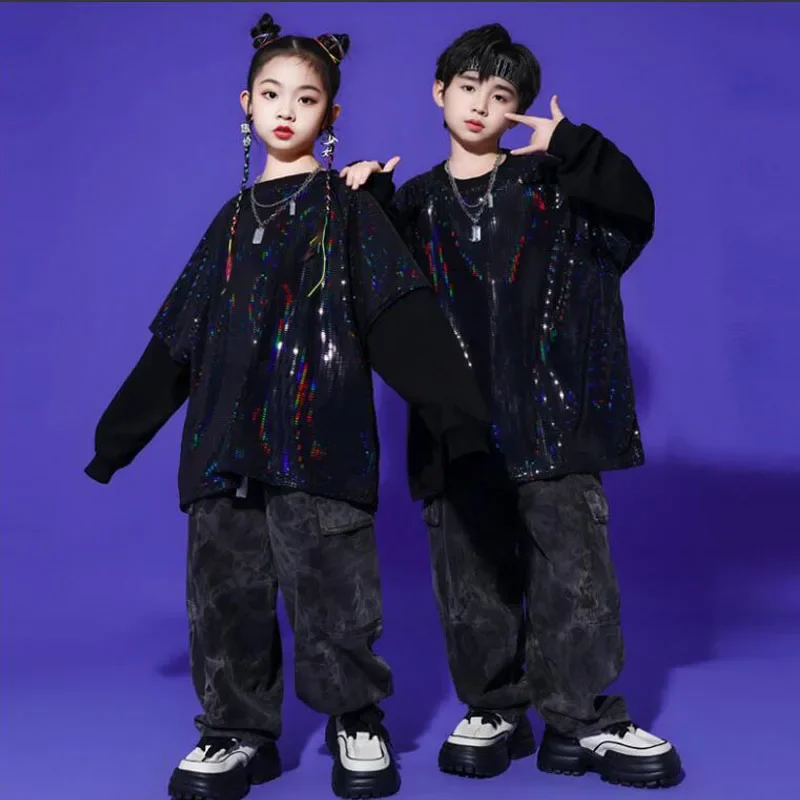Boys Street Dance Pullover Kids Sport Streetwear Child Jazz Clothes Set Hip Hop Clothing Girls Sequined Sweatshirt Cargo Pants
Boys Street Dance Pullover Kids Sport Streetwear Child Jazz Clothes Set Hip Hop Clothing Girls Sequined Sweatshirt Cargo Pants