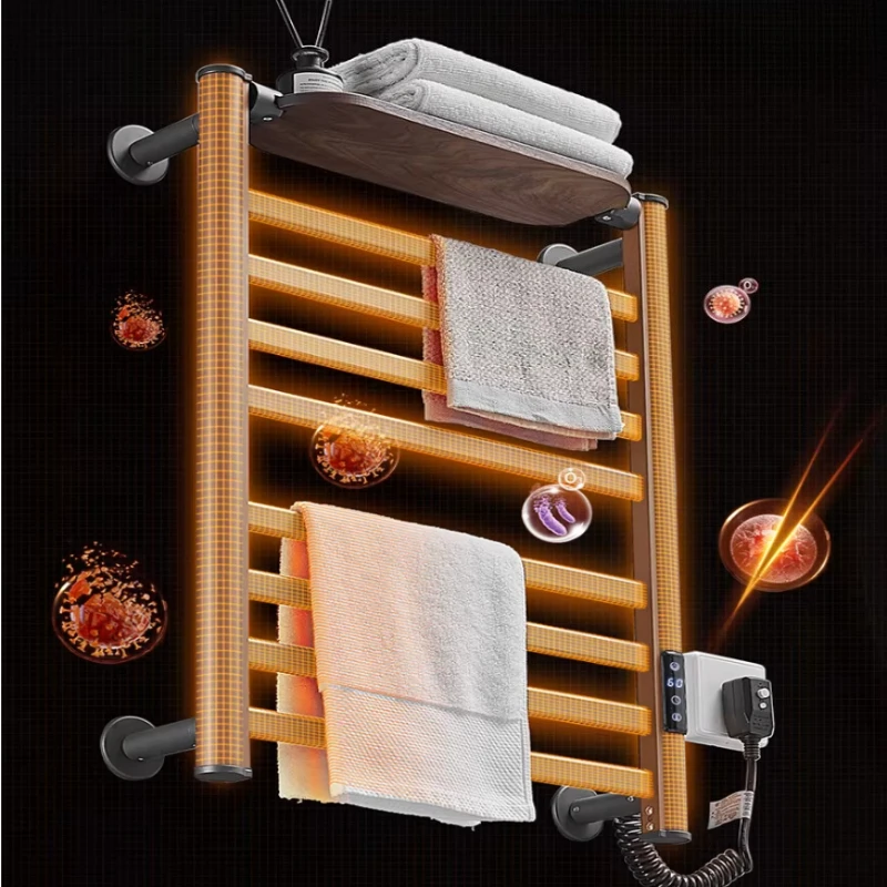 Wall Mounted Electric Towel Rack Black Walnut Storage Holder for Bath Towel Fast Heating System Thermostat Control Towels Warmer
Wall Mounted Electric Towel Rack Black Walnut Storage Holder for Bath Towel Fast Heating System Thermostat Control Towels Warmer