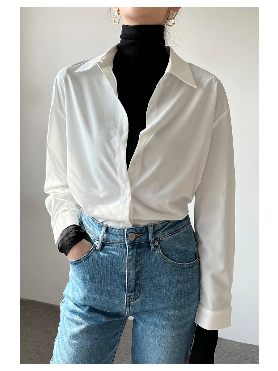 Женская универсальная офисная блузка Ele White с длинным рукавом, прямого кроя, на пуговицах, для осени и зимы
Женская универсальная офисная блузка Ele White с длинным рукавом, прямого кроя, на пуговицах, для осени и зимы