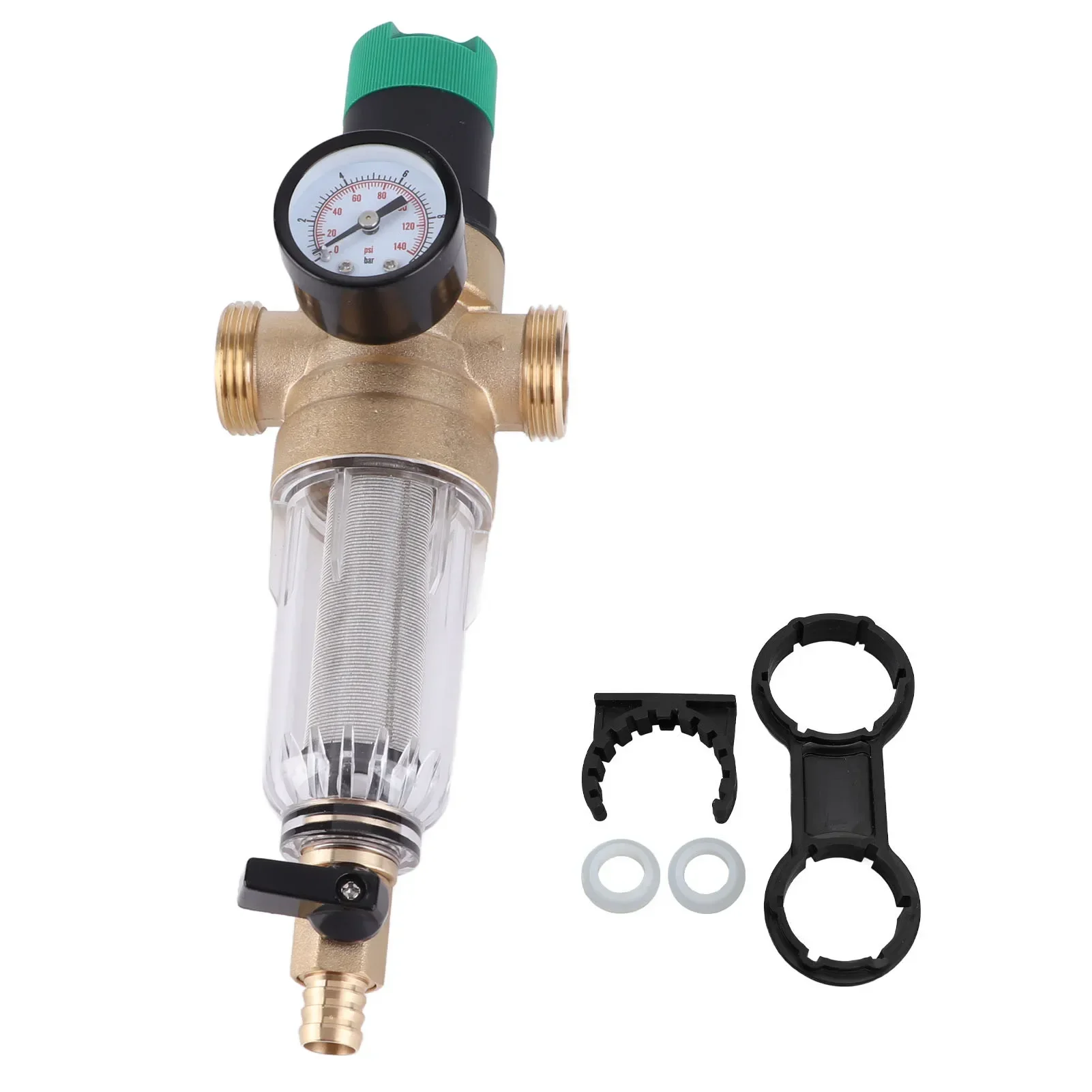 G1 G1/2 Water Pressure Reducer Brass Connector with Gauge 40 Microns Filter Water Pressure Regulator for Domestic Water Fixtures
G1 G1/2 Water Pressure Reducer Brass Connector with Gauge 40 Microns Filter Water Pressure Regulator for Domestic Water Fixtures