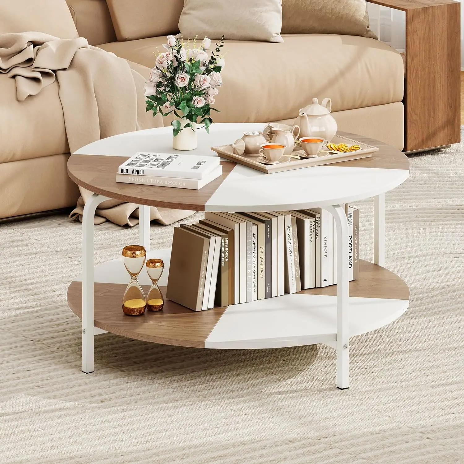 Coffee Table, 2-Tier Center Table With Open Storage Shelf, Cocktail Accent Table With Heavy Duty Metal, Modern
Coffee Table, 2-Tier Center Table With Open Storage Shelf, Cocktail Accent Table With Heavy Duty Metal, Modern