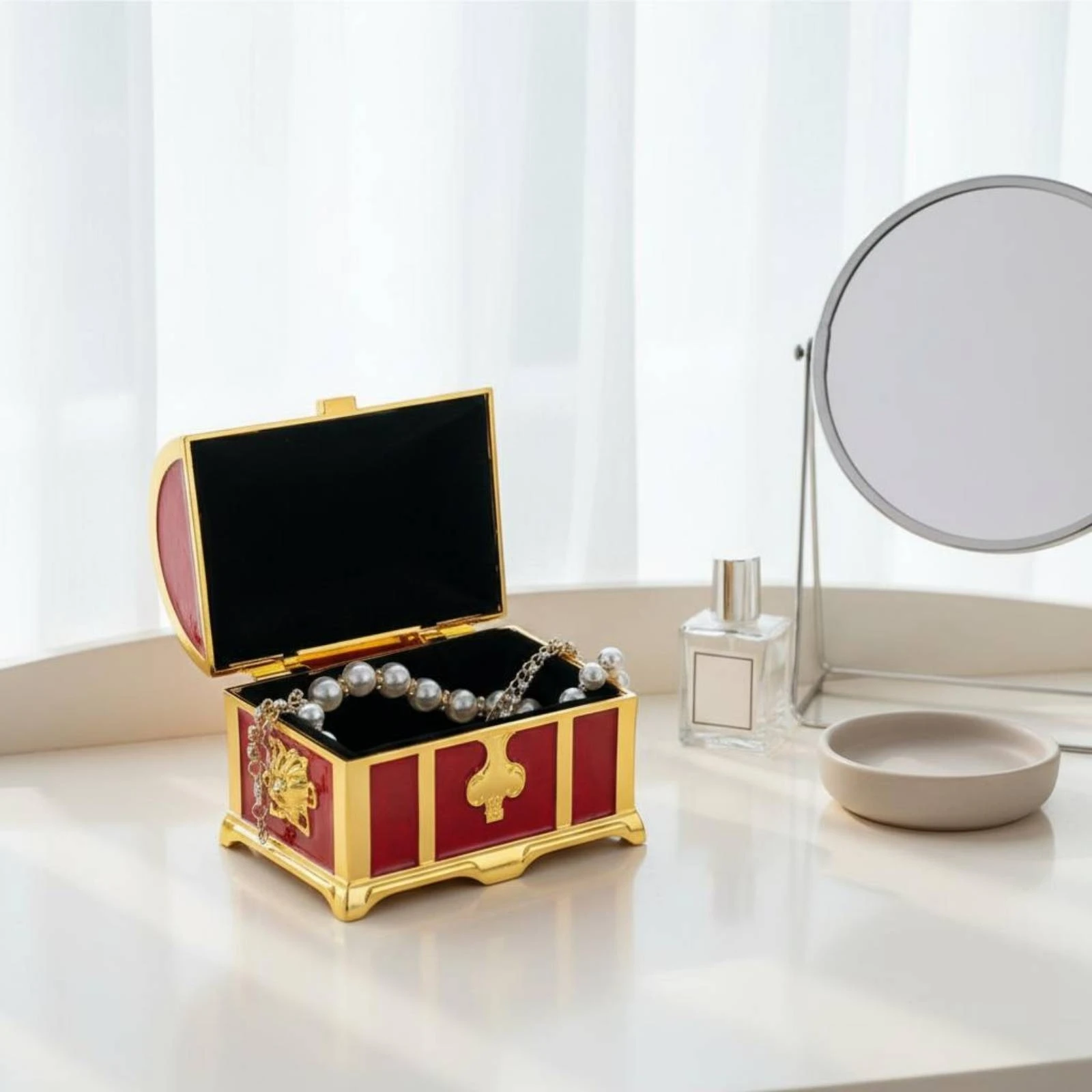 Treasure Chest Jewelry Box Alloy Vintage Jewelry Box Storage Decor Curved Lid Ornate Hardware
Treasure Chest Jewelry Box Alloy Vintage Jewelry Box Storage Decor Curved Lid Ornate Hardware