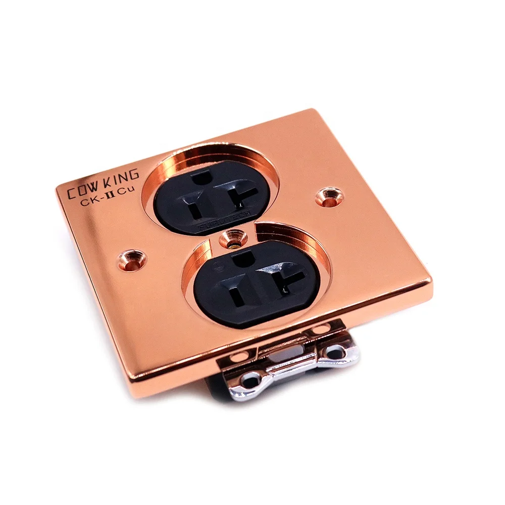 2-Outlets HIFI American Standard Power Plug Pure Copper Plate Black Core Audio Amplifier CD Player Electric Power Socket Outlet