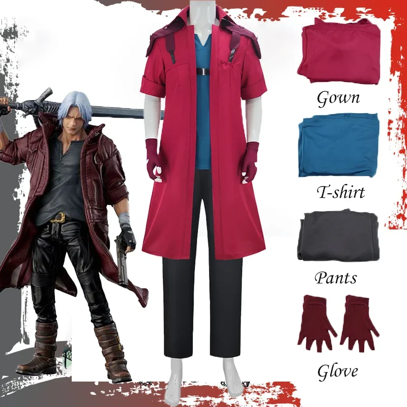 CosplayGame DMC 5 Dante Cosplay Costume Red Jacket Coat Gloves Set Outfits Disguise Carnival Role Play Uniform Suit Men Hallowee
CosplayGame DMC 5 Dante Cosplay Costume Red Jacket Coat Gloves Set Outfits Disguise Carnival Role Play Uniform Suit Men Hallowee