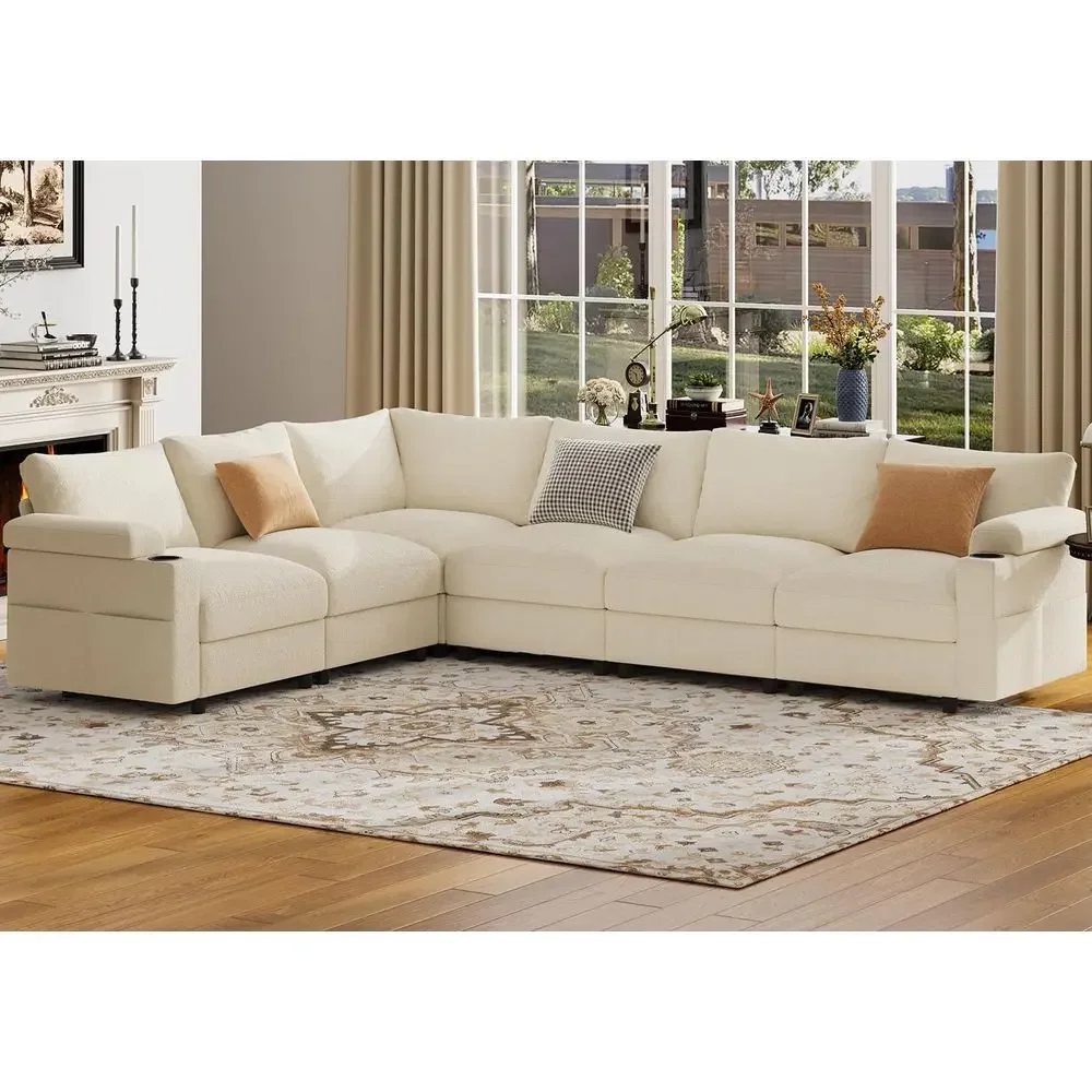 Velvet Cloud-Shaped Oversized Sleeper Sofa with Detachable Chaise and Armrest, Chenille Beige, 6 Seats
Velvet Cloud-Shaped Oversized Sleeper Sofa with Detachable Chaise and Armrest, Chenille Beige, 6 Seats