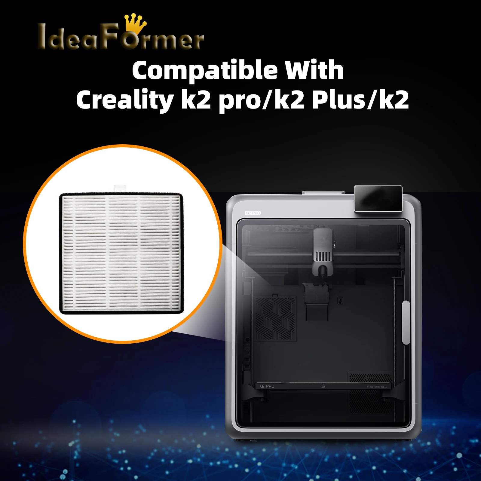 K1 max/K2/K2 Pro/K2 Plus HEPA 13 & Activated Carbon Air Filter for Creality 3D Printer Traps Dust + Carbon Eliminates Odors
K1 max/K2/K2 Pro/K2 Plus HEPA 13 & Activated Carbon Air Filter for Creality 3D Printer Traps Dust + Carbon Eliminates Odors
