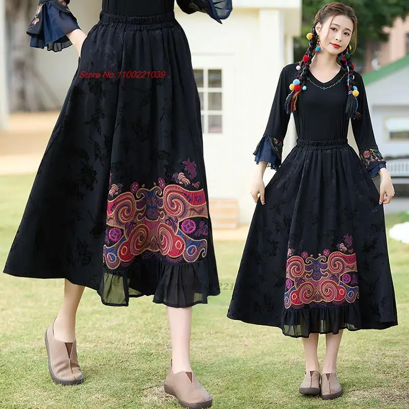 2024 national harajuku vintage flower embroidered women retro skirt elastic waist satin jacquard skirt oriental ethnic skirt
2024 national harajuku vintage flower embroidered women retro skirt elastic waist satin jacquard skirt oriental ethnic skirt