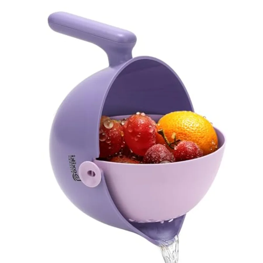 Multi Functional Draining Basket with Double Layer Colander and Bowl, 360 Degree No Spill Pivot Strainer with Ergonomic Handle
Multi Functional Draining Basket with Double Layer Colander and Bowl, 360 Degree No Spill Pivot Strainer with Ergonomic Handle