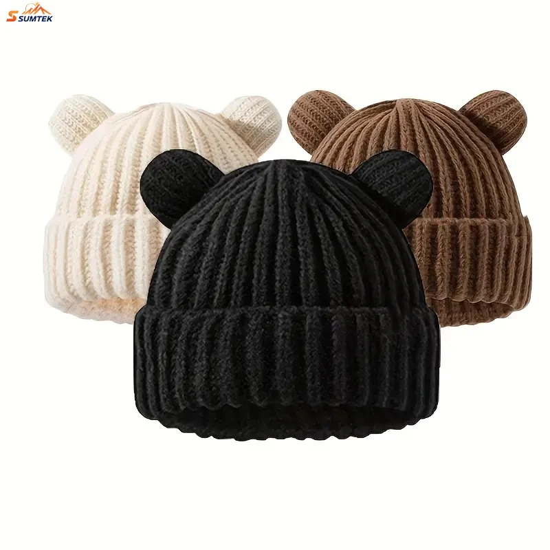 Bear Ear Hat Adult Knit Beanie Hat, Winter Bear Ears Hat Warm Knitted Fleece Lined Woollen Ski Pompom Hat
Bear Ear Hat Adult Knit Beanie Hat, Winter Bear Ears Hat Warm Knitted Fleece Lined Woollen Ski Pompom Hat