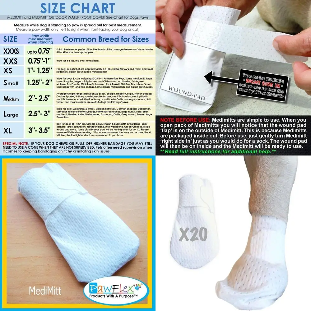 Stretchy Medical Pet Booties for Dogs, Cats - First Aid for Paws, Non-Slip, Breathable, Washable, Adjustable, Disposable, Value
Stretchy Medical Pet Booties for Dogs, Cats - First Aid for Paws, Non-Slip, Breathable, Washable, Adjustable, Disposable, Value