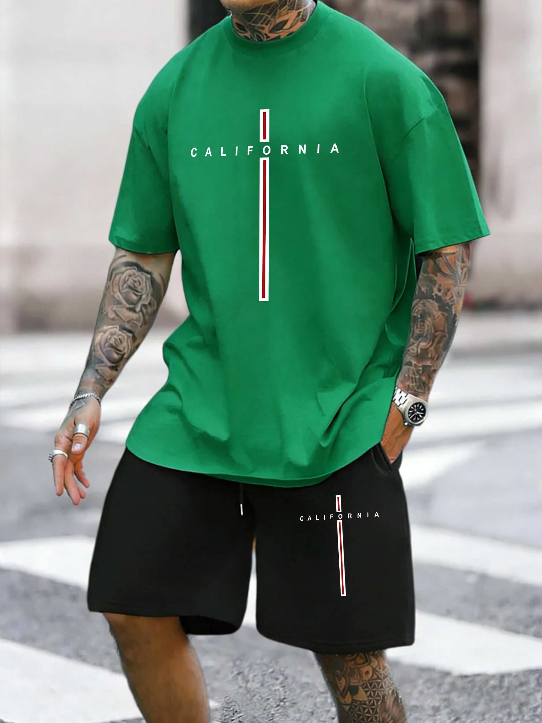 California Simple Letter Print Cotton Summer Street T-Shirt Suit Men Gym Loose Fitness Sportswear Oversized Daily Pocket Shorts
California Simple Letter Print Cotton Summer Street T-Shirt Suit Men Gym Loose Fitness Sportswear Oversized Daily Pocket Shorts